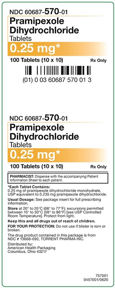 0.25 mg Pramipexole Dihydrochloride Tablets Carton (0.25 mg Carton)